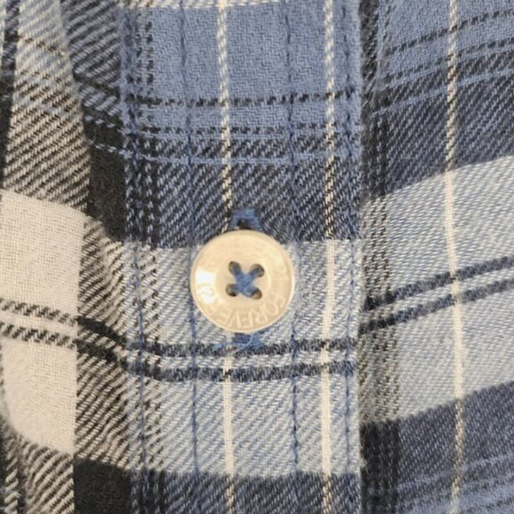 Forever 21 Blue White Plaid Cropped Button Down Shirt Short Sleeve Casual - Picture 8 of 12